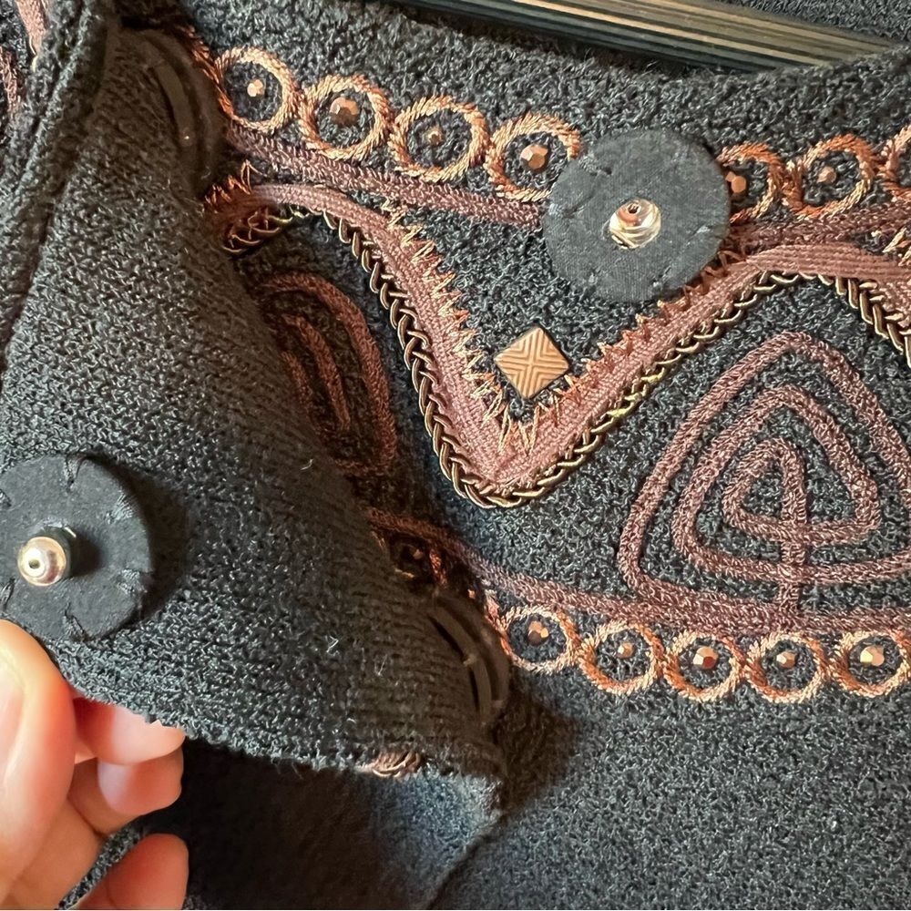 St John Knits Couture Caviar Black Brown Cord Sequin Blazer Jacket - Picture 7 of 12